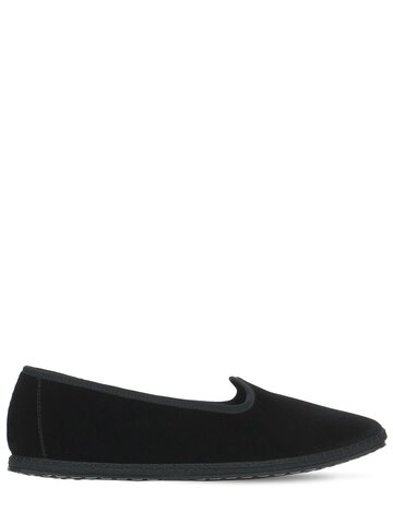 vibi venezia 10mm nero velvet loafers in black