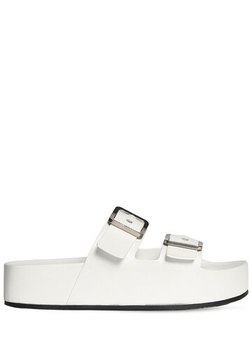 BALENCIAGA 50mm Mallorca Leather Platform Sandals in white