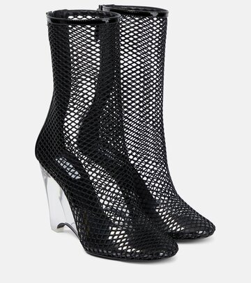 alaia alaïa la cage mesh and pvc wedge ankle boots in black