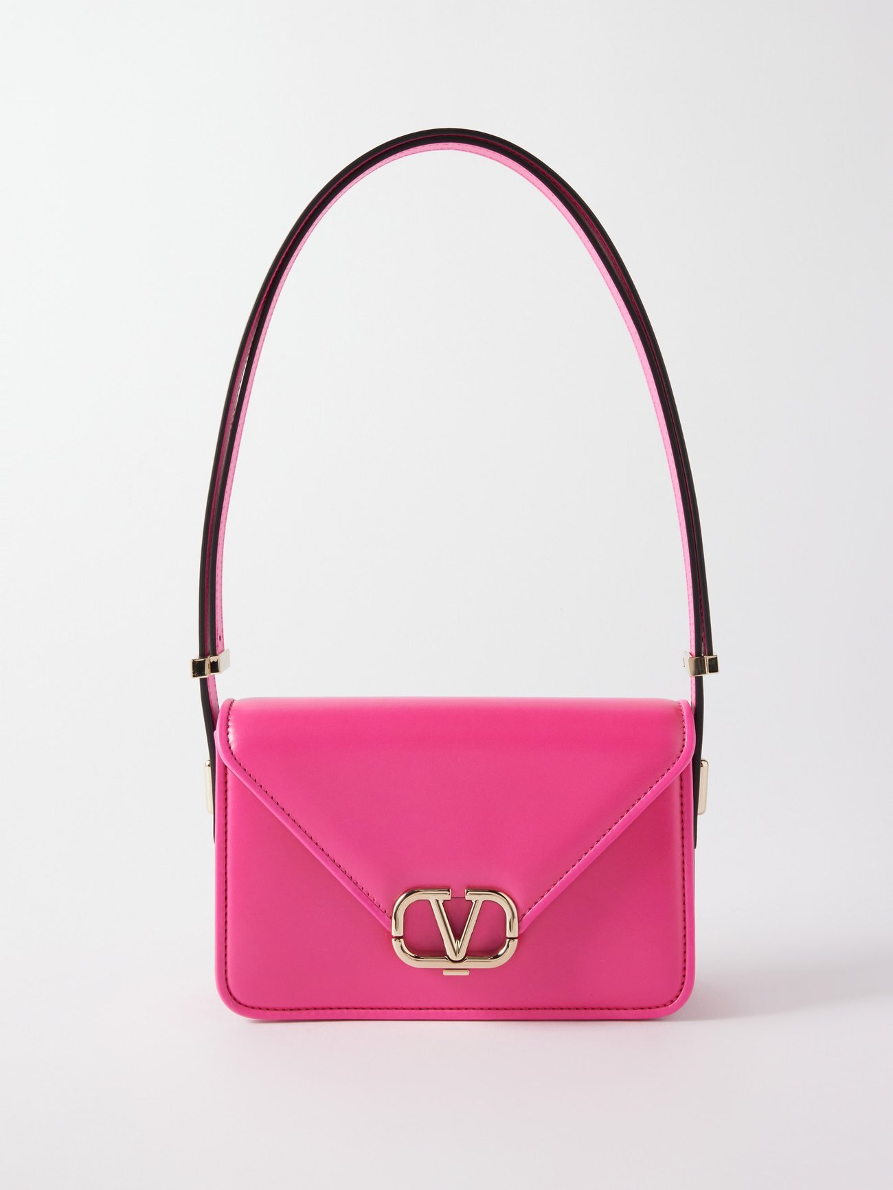Valentino Garavani - V-logo Envelope Leather Shoulder Bag - Womens - Pink