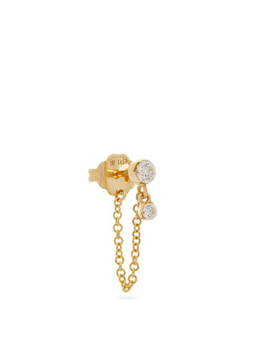 maria tash - invisible set diamond & 18kt gold single earring - womens - gold