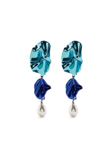 Sterling King Bluebell pearl drop earrings in blue