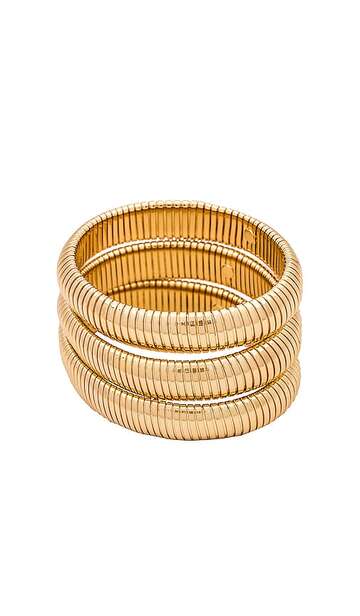 ettika stretchy bracelet set in metallic gold