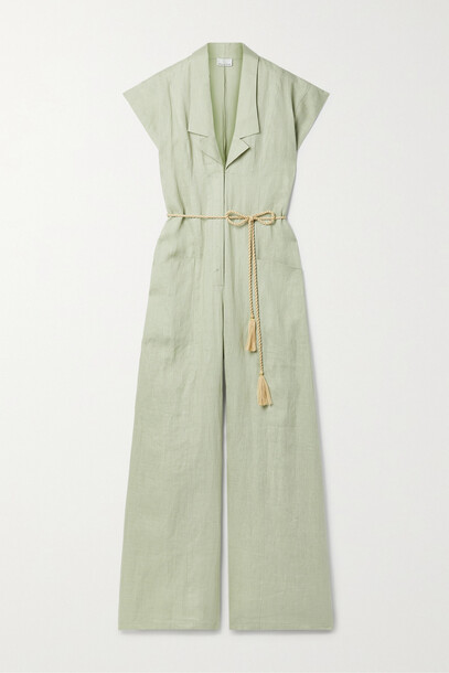 Miguelina - Odessa Belted Linen Jumpsuit - Green