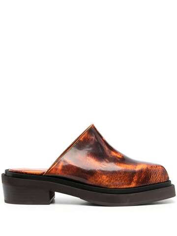eckhaus latta brushed-effect leather slippers - brown