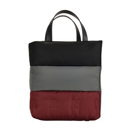 Marni Museo soft tricolor quilted tote bag in black / anthracite / red