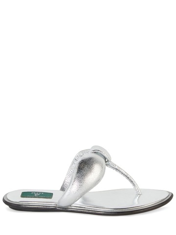 PUCCI 10mm Laminated Leather Thong Sandals in silver