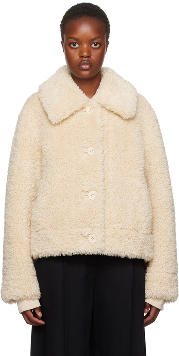 stand studio beige melina faux-shearling jacket in sand