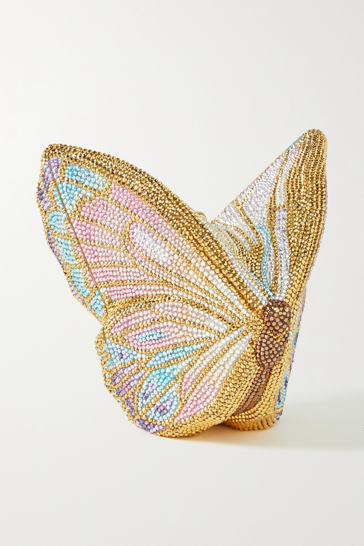 JUDITH LEIBER COUTURE - Butterfly Crystal-embellished Gold-tone Clutch - Pink