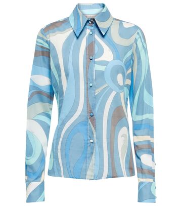Pucci Printed cotton shirt in blue