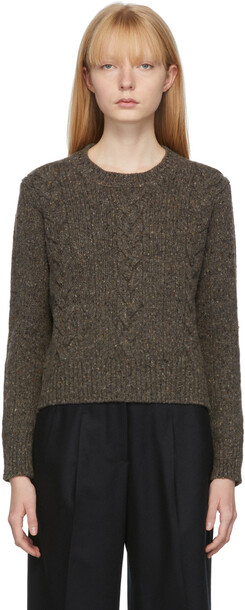 Margaret Howell Taupe Donegal Crewneck Sweater