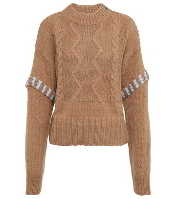 Bogner Cable-knit alpaca wool and wool sweater in brown