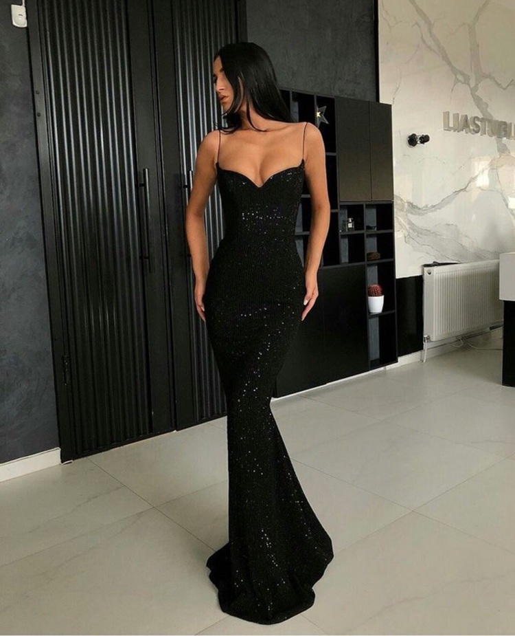 long black glitter dress