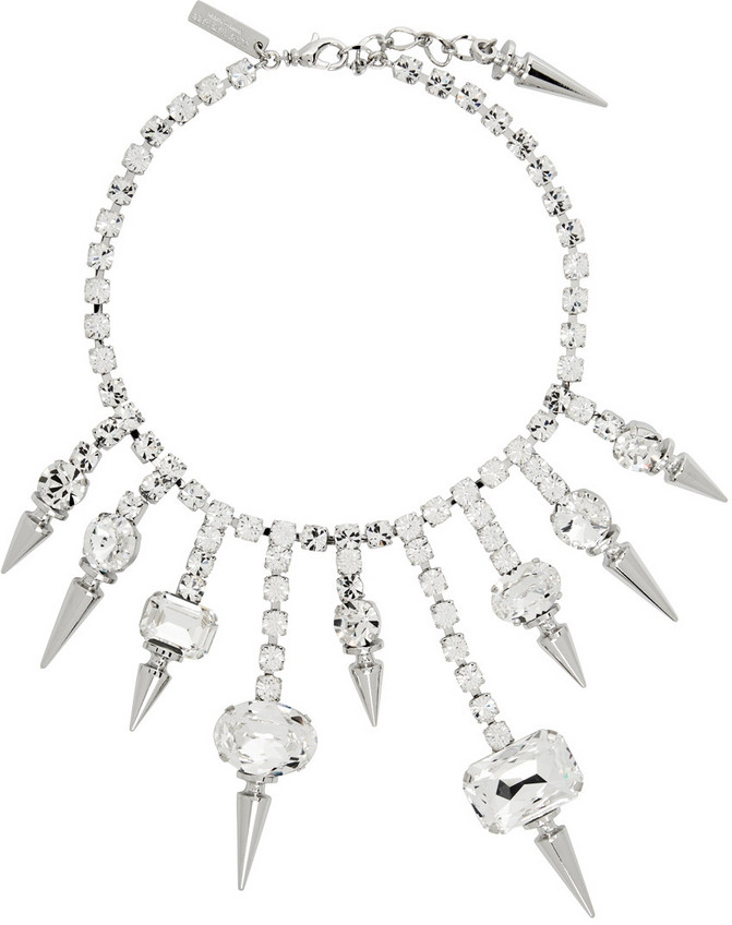 Junya Watanabe Rhinestone Drip Necklace in silver