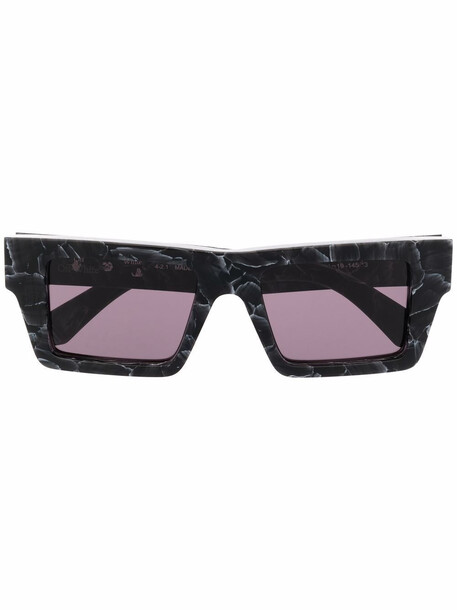 Off-White Nassau marble-print rectangle frame sunglasses - Black