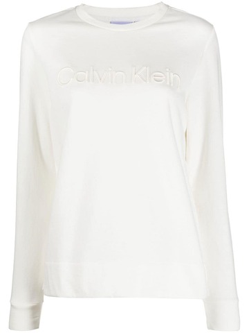 calvin klein embossed-logo long-sleeve t-shirt - neutrals