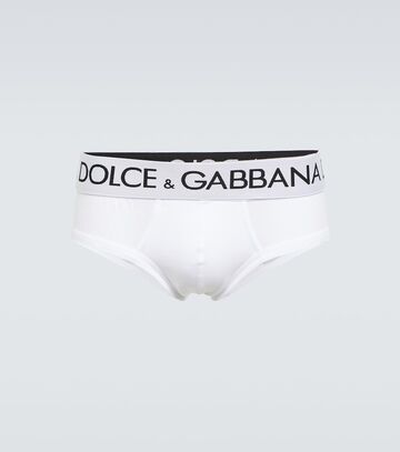 dolce&gabbana logo cotton-blend briefs in white