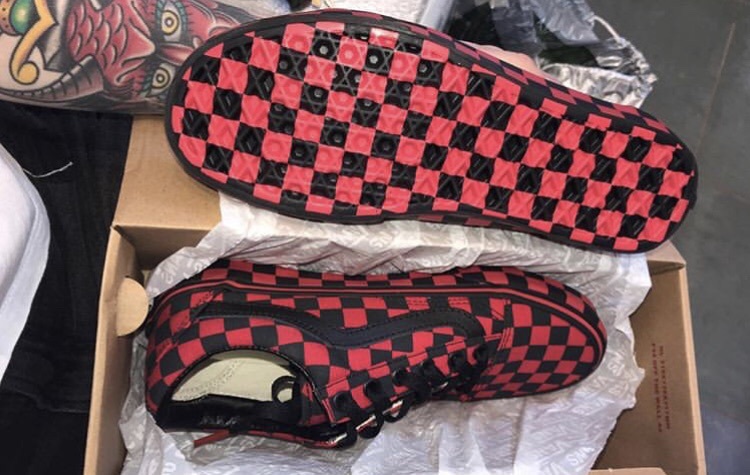 red black checkerboard vans