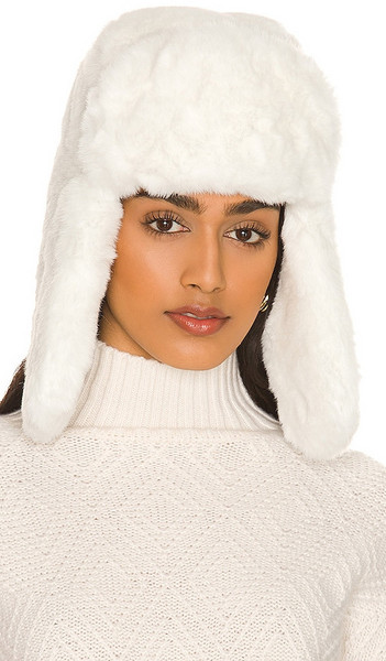 Adrienne Landau Faux Fur Hat in Ivory in white
