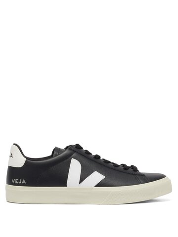 veja - campo leather trainers - mens - black white