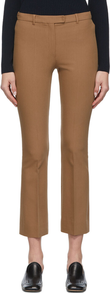 S Max Mara Tan Cropped Fatina Trousers in brown