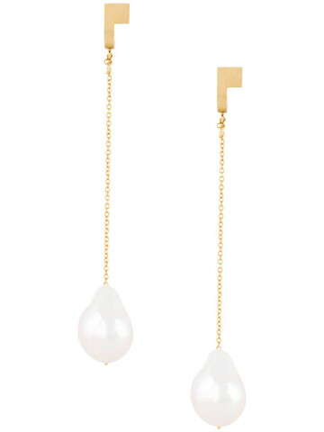 Hsu Jewellery chain pearl drop earrings in gold