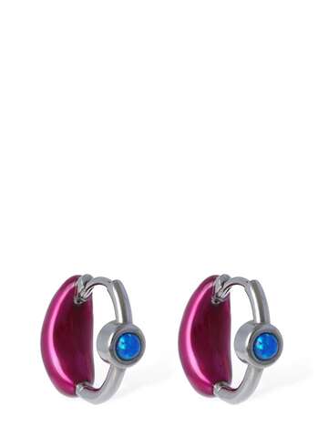 PANCONESI Lava Hoop Earrings in fuchsia / silver