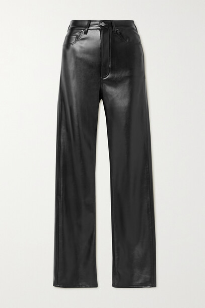 Anine Bing - Kat Vegan Leather Straight-leg Pants - Black