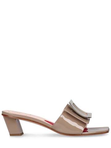 roger vivier 45mm biki love patent leather sandals in taupe