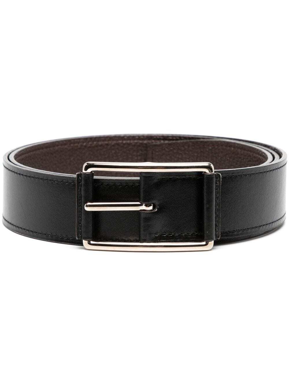Hermès pre-owned leather buckle belt - Black