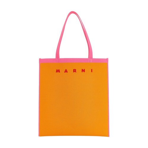 Marni Flat shopping bag in orange / fuchsia / red
