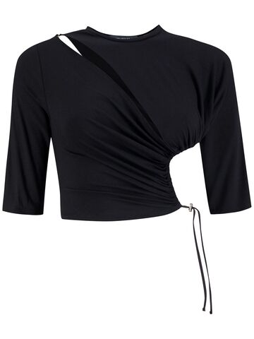 SID NEIGUM Bamboo Gathered Stretch Jersey Top in black
