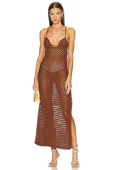 alanui mother nature dress in brown