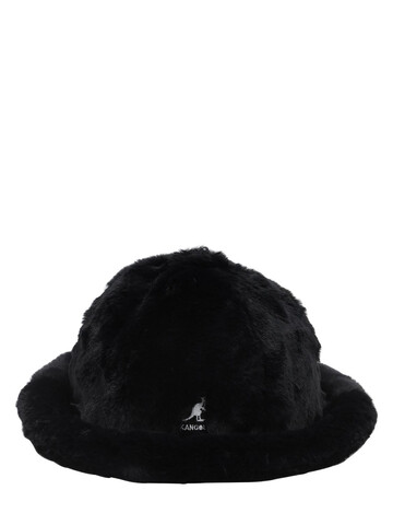 KANGOL Leopard Print Faux Fur Hat in black