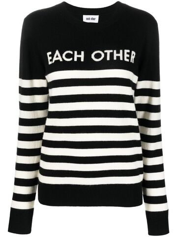 each x other intarsia-knit logo striped jumper - black
