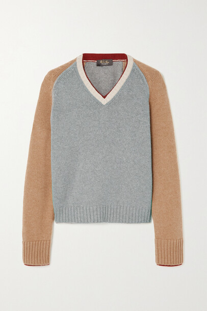 Loro Piana - Columbia Color-block Cashmere Sweater - Gray