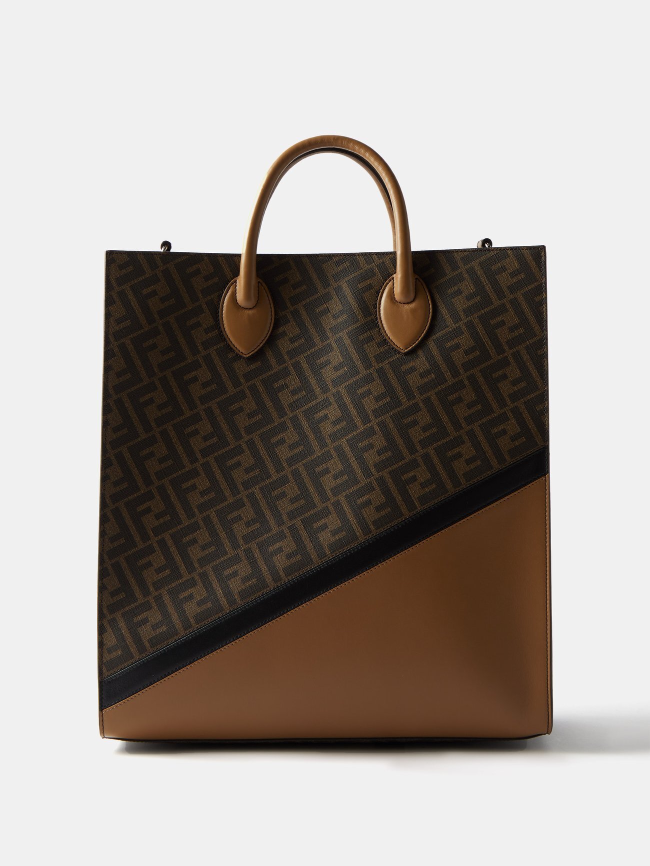Fendi - Ff-print Leather Tote Bag - Mens - Brown Multi