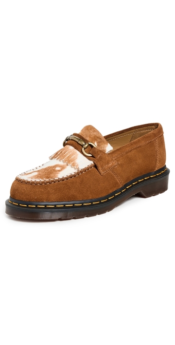 dr. martens adrian snaffle loafers pecan brown jersey cow print 7