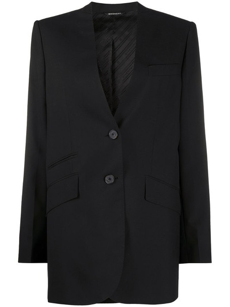Givenchy single-breasted collarless blazer in black