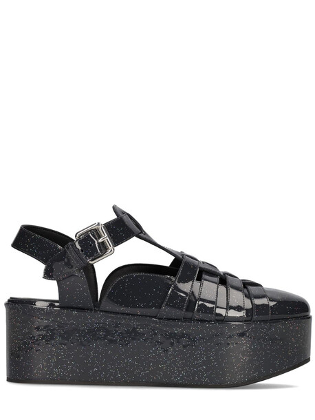 LOEWE 60mm Patent Leather Wedge Sandals in black - Wheretoget