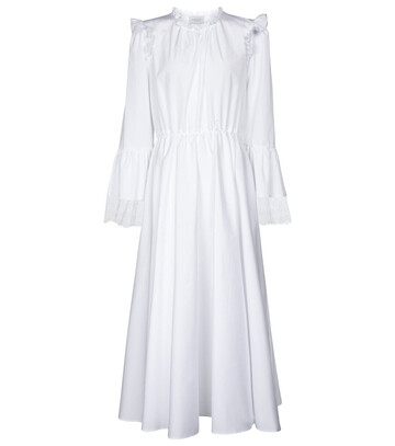 Giambattista Valli Lace-trimmed cotton midi dress in white