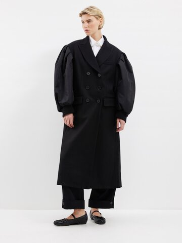 simone rocha - balloon-sleeve felted wool-blend coat - womens - black