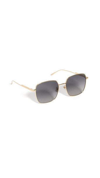 Bottega Veneta Full Metal Squared Sunglasses in gold / grey