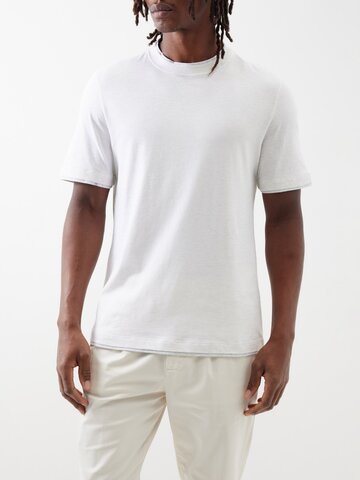 brunello cucinelli - double-layer cotton-jersey t-shirt - mens - light grey
