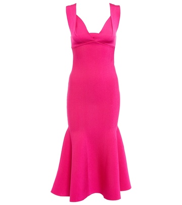 roland mouret asymmetrical midi dress in pink