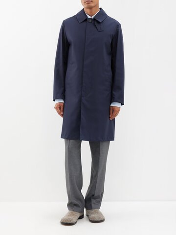 mackintosh - manchester raintec-cotton overcoat - mens - navy