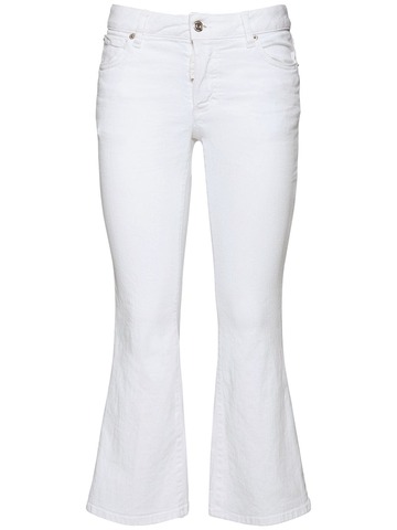 DSQUARED2 Flared Cropped Cotton Denim Jeans in white