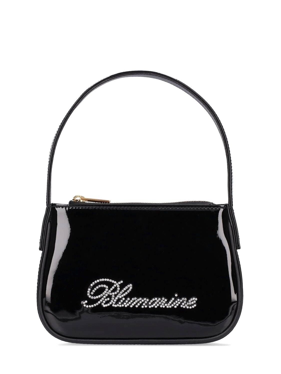 BLUMARINE Patent Leather Top Handle Bag in black