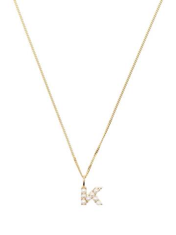 otiumberg pearl-embellished 'm' pendant necklace - gold