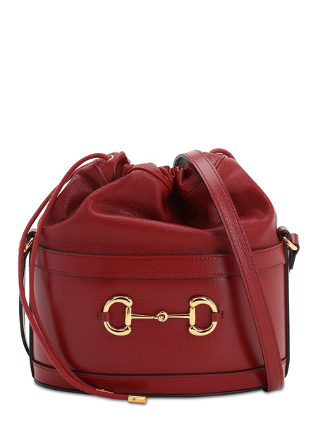 GUCCI 1955 Horsebit Azalea Leather Bag in red